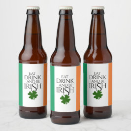 Shamrock Eat Drink and Be Irish Flag Bier Etiket