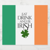 Shamrock Eat Drink and Be Irish Flag Bier Etiket (Enkel label)