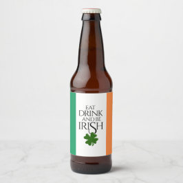 Shamrock Eat Drink and Be Irish Flag Bier Etiket
