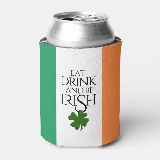 Shamrock Eat Drink and Be Irish Flag Blikjeskoeler (Blikje Voorkant)