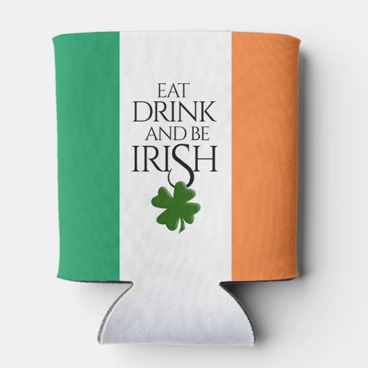 Shamrock Eat Drink and Be Irish Flag Blikjeskoeler (Achterkant)