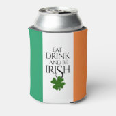 Shamrock Eat Drink and Be Irish Flag Blikjeskoeler (Blikje Achterkant)