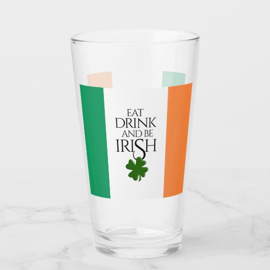 Shamrock Eat Drink and Be Irish Flag Glas (Achterkant)
