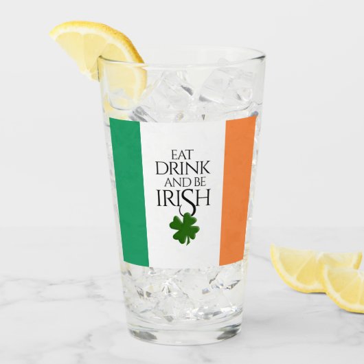 Shamrock Eat Drink and Be Irish Flag Glas (Voorkant ijs)