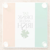 Shamrock Eat Drink and Be Irish Flag Glazen Onderzetter (Achterkant)