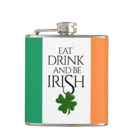 Shamrock Eat Drink and Be Irish Flag Heupfles