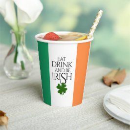 Shamrock Eat Drink and Be Irish Flag Papieren Bekers