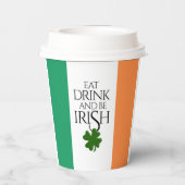 Shamrock Eat Drink and Be Irish Flag Papieren Bekers (Achterkant)