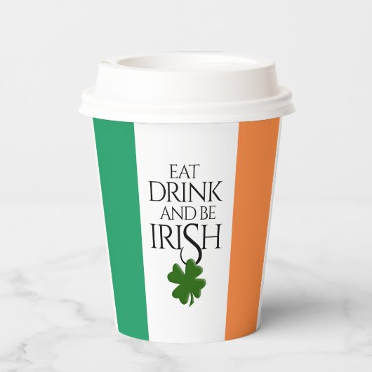 Shamrock Eat Drink and Be Irish Flag Papieren Bekers (Achterkant)