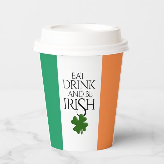 Shamrock Eat Drink and Be Irish Flag Papieren Bekers (Voorkant)