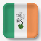 Shamrock Eat Drink and Be Irish Flag Papieren Bordje (Voorkant)