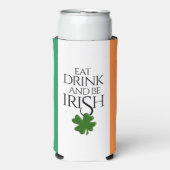 Shamrock Eat Drink and Be Irish Flag Seltzer Blikjeskoeler (Seltzer Voorkant)