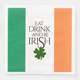 Shamrock Eat Drink and Be Irish Flag Servet