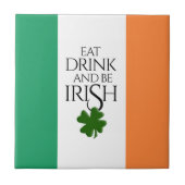 Shamrock Eat Drink and Be Irish Flag Tegeltje (Voorkant)