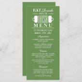 Shamrock en bier Ierse St Patrick's Day Menu (Voorkant / Achterkant)