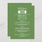 Shamrock en bier Ierse St Patrick's Day Menu Kaart (Voorkant / Achterkant)