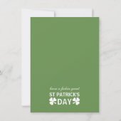 Shamrock en bier Ierse St Patrick's Day Menu Kaart (Achterkant)
