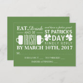 Shamrock en bier Ierse St Patrick's Day RSVP (Voorkant / Achterkant)