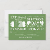 Shamrock en bier Ierse St Patrick's Day RSVP Kaartje (Voorkant)