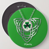Shamrock en Celtic Knot Ronde Button 6,0 Cm (Voorkant /achterkant)
