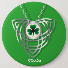 Shamrock en Celtic Knot Ronde Button 6,0 Cm