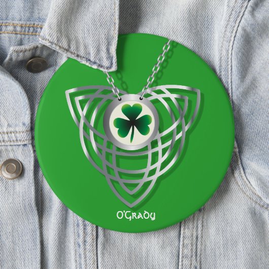 Shamrock en Celtic Knot Ronde Button 6,0 Cm (In situ)