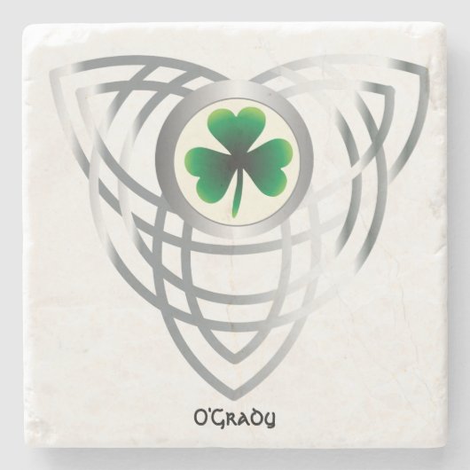 Shamrock en Celtic Knot Stenen Onderzetter (Voorkant)