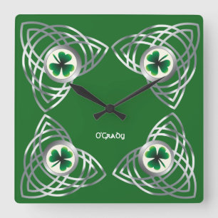 Shamrock en Celtic knot Vierkante Klok
