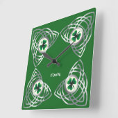 Shamrock en Celtic knot Vierkante Klok (Hoek)