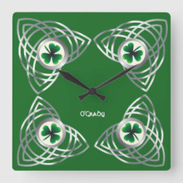 Shamrock en Celtic knot Vierkante Klok