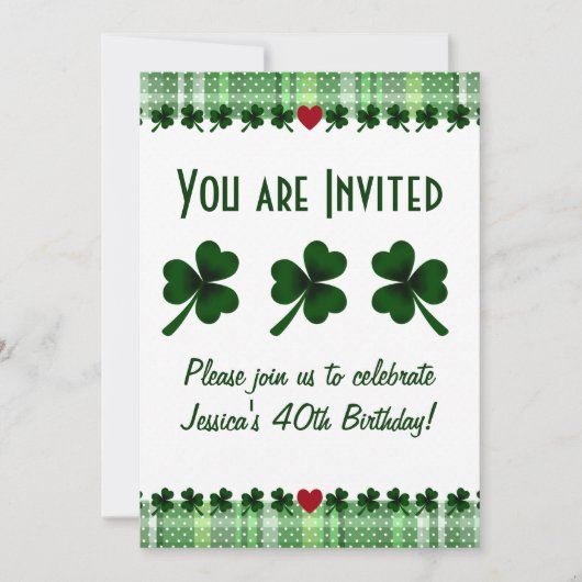 Shamrock en Four Leaf Clover Kaart (Voorkant)