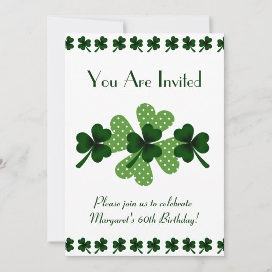 Shamrock en Four Leaf Clover Kaart (Voorkant)