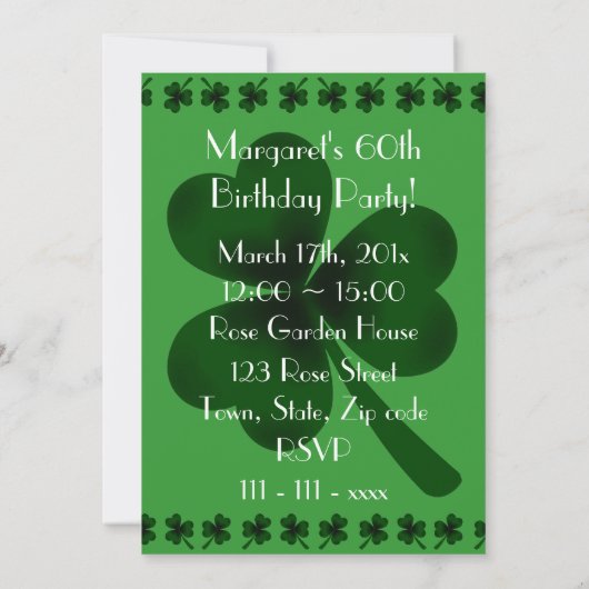 Shamrock en Four Leaf Clover Kaart (Achterkant)