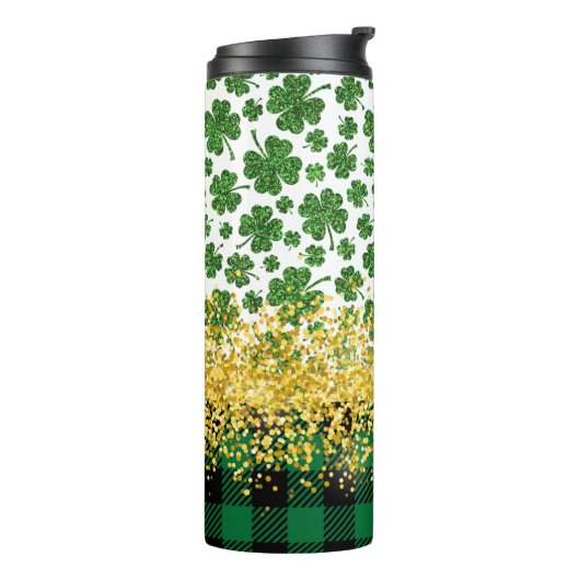 🍀 Shamrock en Glitter Feest 🍀 Thermosbeker (Gedraaid links)