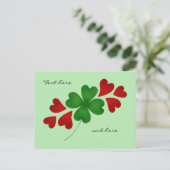 Shamrock en harten bord groen briefkaart (Staand voorkant)