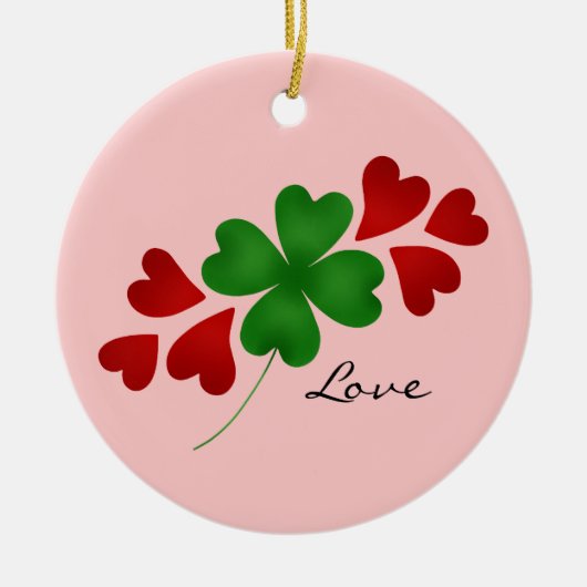 Shamrock en harten keramisch ornament (Voorkant)