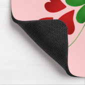 Shamrock en harten op roze muismat (Hoek)