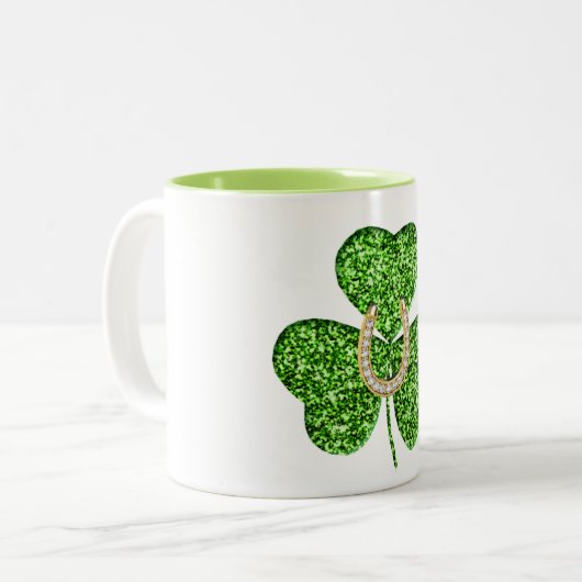 Shamrock- en Hoefijzer-Mok Tweekleurige Koffiemok (Voorkant links)