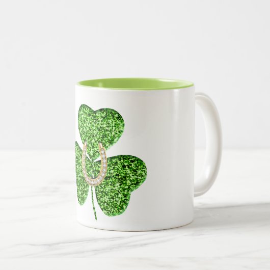 Shamrock- en Hoefijzer-Mok Tweekleurige Koffiemok (Voorkant rechts)