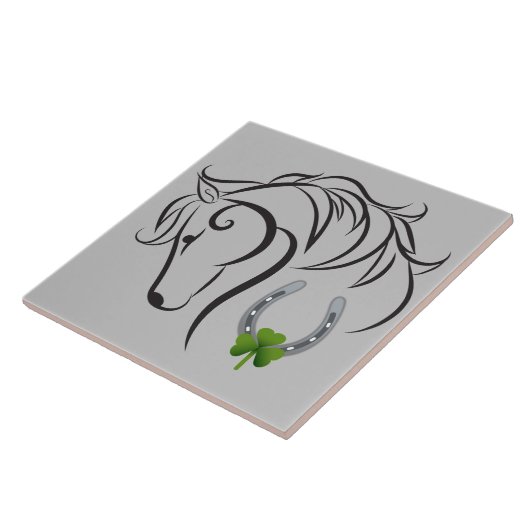 Shamrock en Hoefijzer Tegeltje (Zijkant)