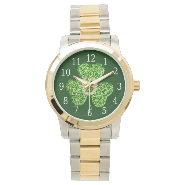 Shamrock en Hoefijzer Watch Horloge (Voorkant)