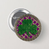 Shamrock en Keltische knopen Button Paarse (Voorkant /achterkant)