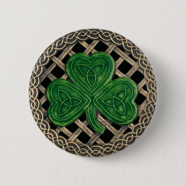 Shamrock en Keltische knopen Button zwart