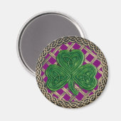 Shamrock en Keltische knopen magneet Paarse (Voorkant / Achterkant)