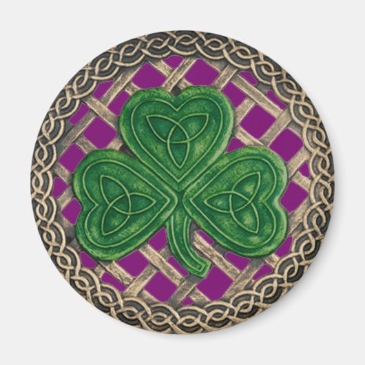 Shamrock en Keltische knopen magneet Paarse (Voorkant)