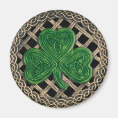 Shamrock en Keltische knopen magneet zwart (Voorkant)