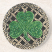 Shamrock en Keltische knopen Onderzetter zwart (Voorkant)