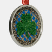 Shamrock En Keltische Knopen Ornament Blauw (Rechts)
