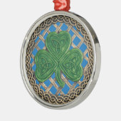 Shamrock En Keltische Knopen Ornament Blauw (Links)