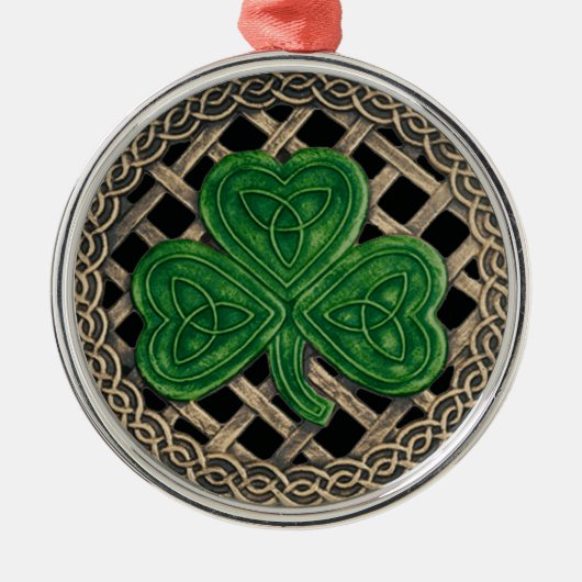 Shamrock en Keltische knopen Ornament zwart (Voorkant)